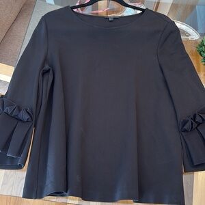 COS Black Ruffled 3/4 Sleeve Blouse